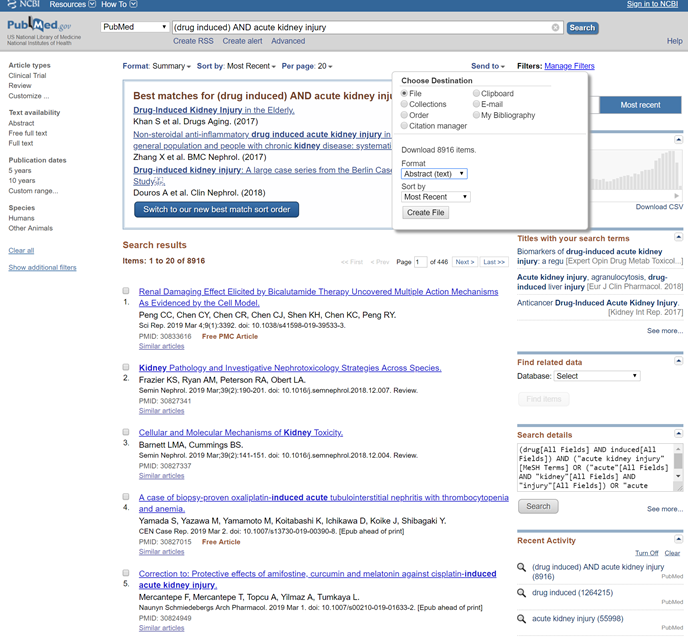 Pubmed search results